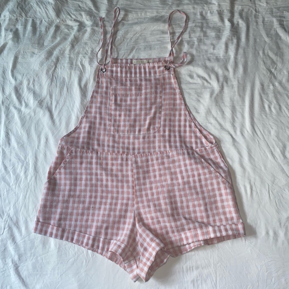 Dolls Kill pink checkered romper